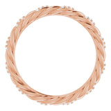 14K Gold Round Natural Diamond Rope Eternity Band – .8 mm Stones - Rose Gold - view 2