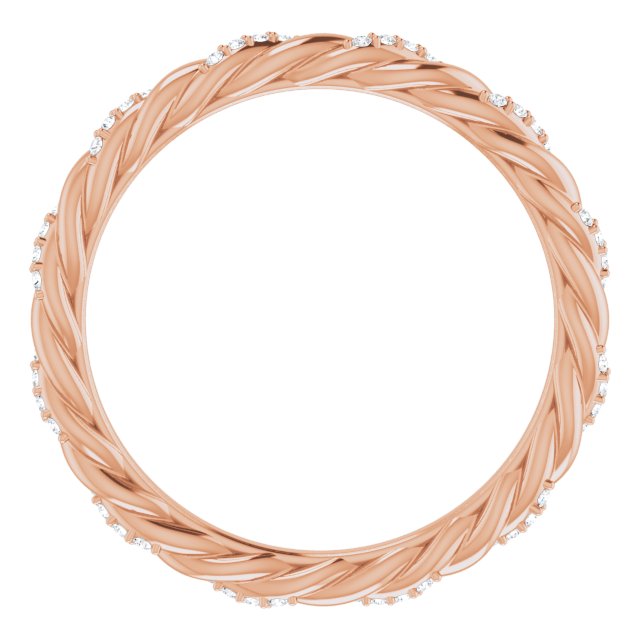 14K Gold Round Natural Diamond Rope Eternity Band – .8 mm Stones - Rose Gold - view 2