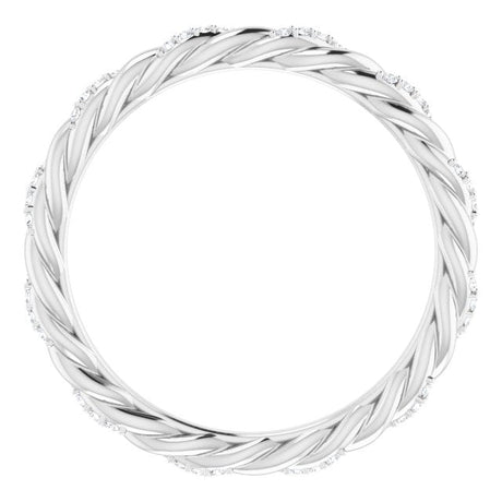 Platinum Round Natural Diamond Rope Eternity Band – .8 mm Stones - view 2
