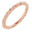 14K Gold Round Natural Diamond Rope Eternity Band – .8 mm Stones - Rose Gold