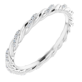 Platinum Round Natural Diamond Rope Eternity Band – .8 mm Stones