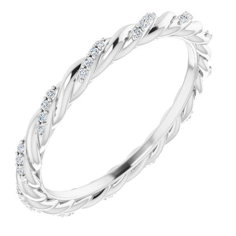 Platinum Round Natural Diamond Rope Eternity Band – .8 mm Stones