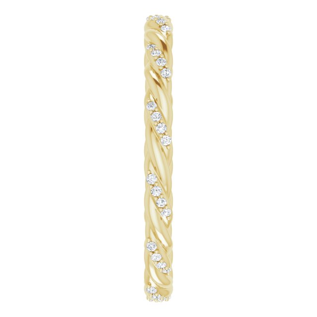 14K Gold Round Natural Diamond Rope Eternity Band – .8 mm Stones - Yellow Gold - view 4