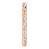 14K Gold Round Natural Diamond Rope Eternity Band – .8 mm Stones - Rose Gold - view 4