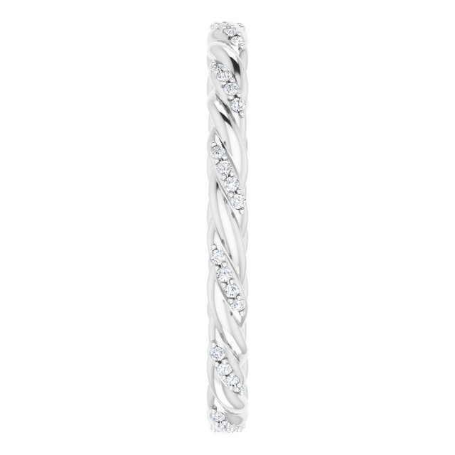 Platinum Round Natural Diamond Rope Eternity Band – .8 mm Stones - view 4