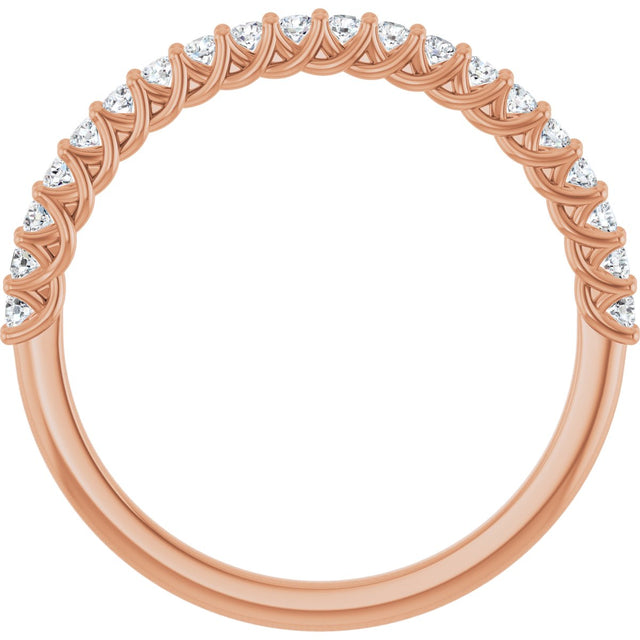 10K Gold Round Natural Diamond Woven-Design Anniversary Band – 1/8–1/3 CTW - Rose Gold - view 2