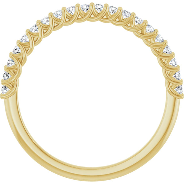 10K Gold Round Natural Diamond Woven-Design Anniversary Band – 1/8–1/3 CTW - Yellow Gold - view 2