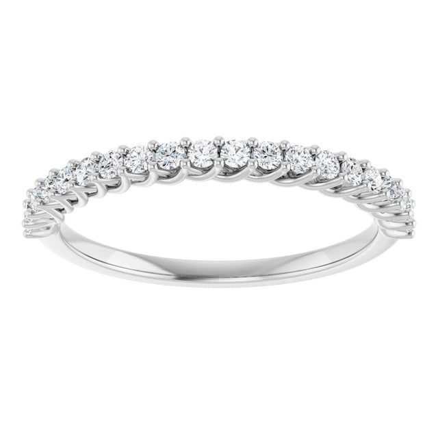 10K Gold Round Natural Diamond Woven-Design Anniversary Band – 1/8–1/3 CTW - White Gold - view 3