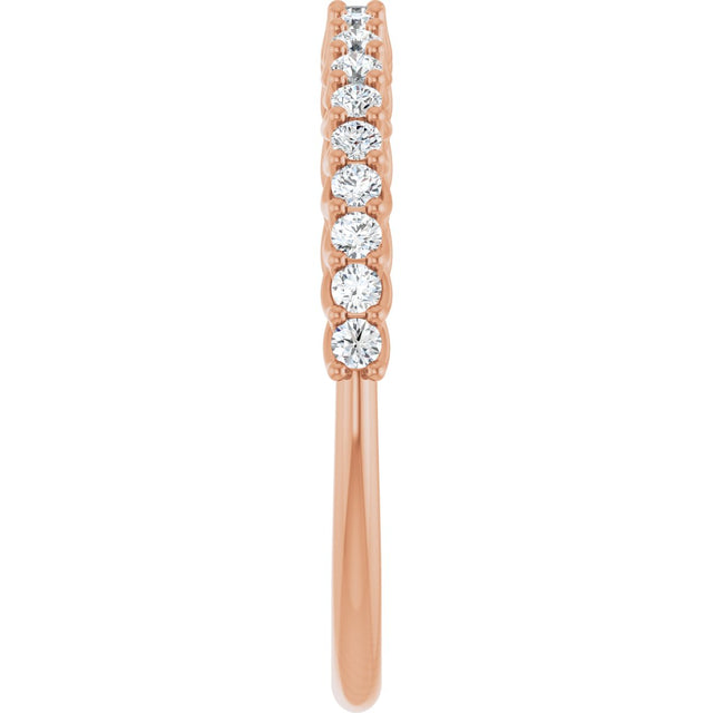 10K Gold Round Natural Diamond Woven-Design Anniversary Band – 1/8–1/3 CTW - Rose Gold - view 4