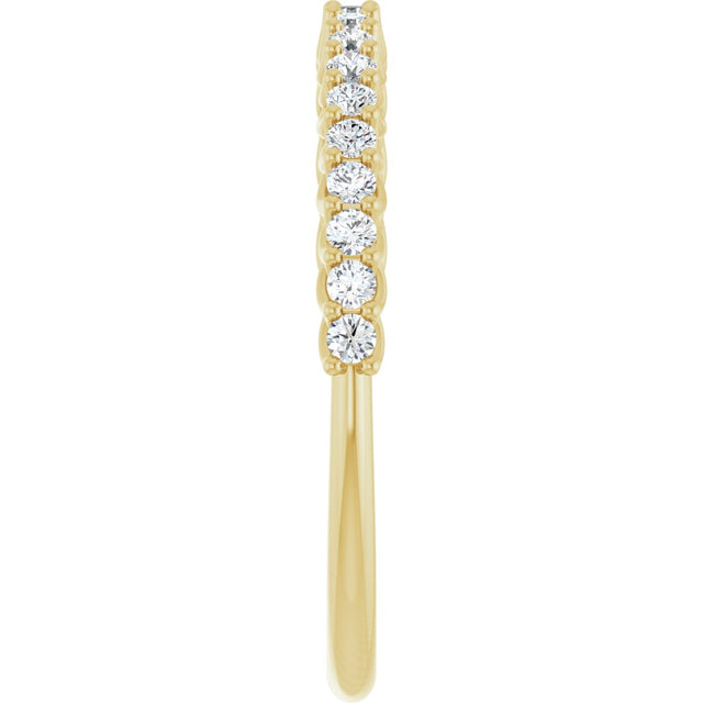 10K Gold Round Natural Diamond Woven-Design Anniversary Band – 1/8–1/3 CTW - Yellow Gold - view 4