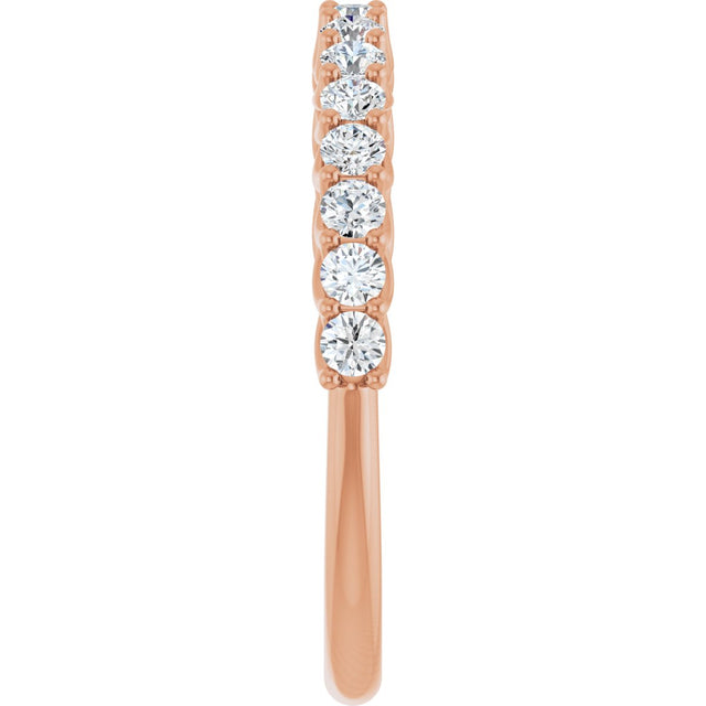 10K Gold Round Lab-Grown Diamond Woven-Design Anniversary Band – 1/2–1 1/3 CTW - Rose Gold - view 4