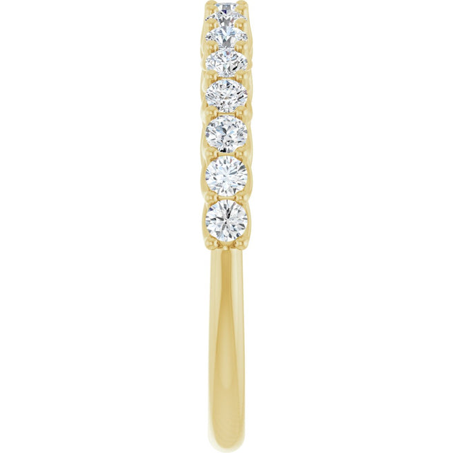 14K Gold Round Natural Diamond Woven-Design Anniversary Band – 2 mm Stones - Yellow Gold - view 4