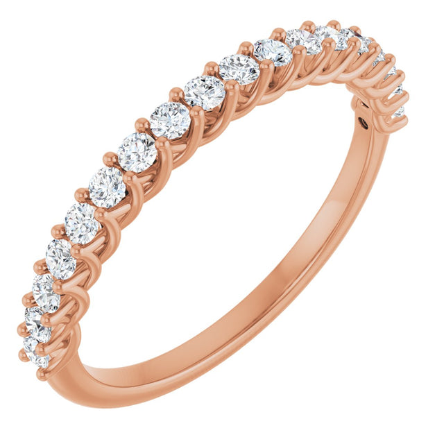 10K Gold Round Natural Diamond Woven-Design Anniversary Band – 1/8–1/3 CTW - Rose Gold