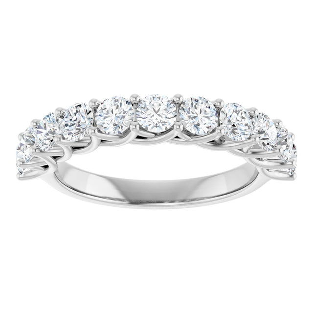 10K Gold Round Natural Diamond Woven-Design Anniversary Band – 3/8–1 1/3 CTW - White Gold - view 3