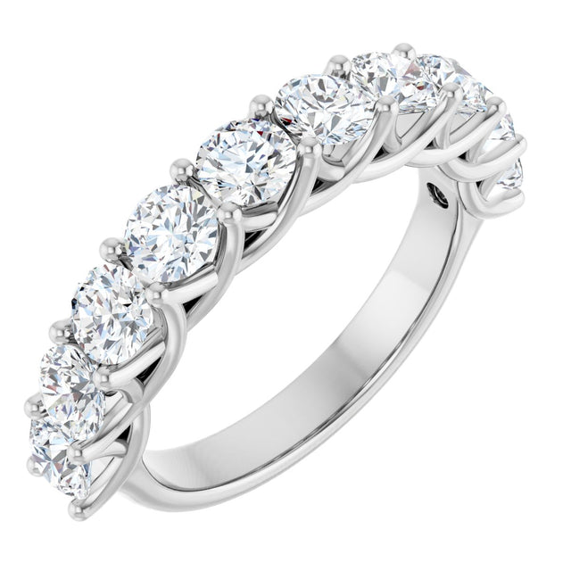 10K Gold Round Natural Diamond Woven-Design Anniversary Band – 1 5/8–2 3/4 CTW - White Gold