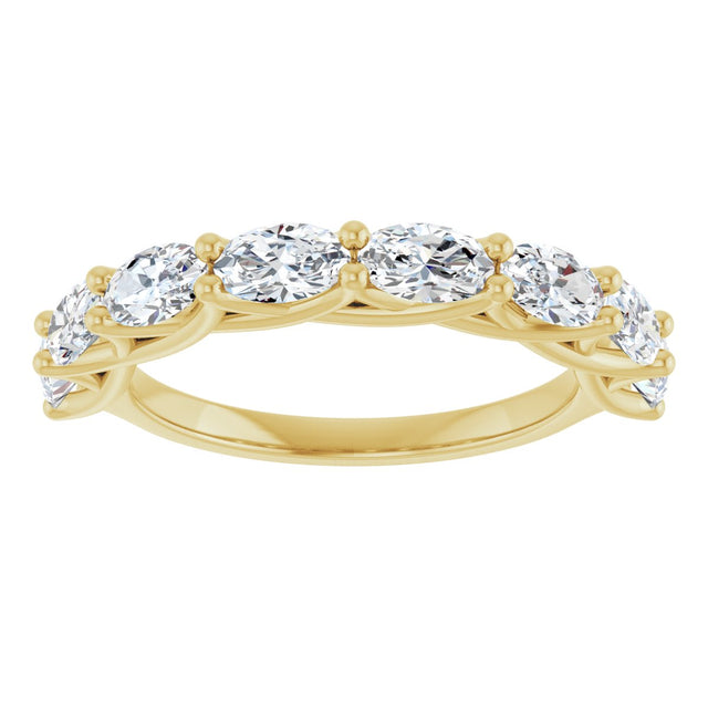 10K Gold Oval Natural Diamond Woven-Design Anniversary Band – 2 CTW - Yellow Gold - view 3