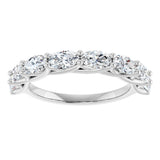10K Gold Oval Natural Diamond Woven-Design Anniversary Band – 2 CTW - White Gold - view 3