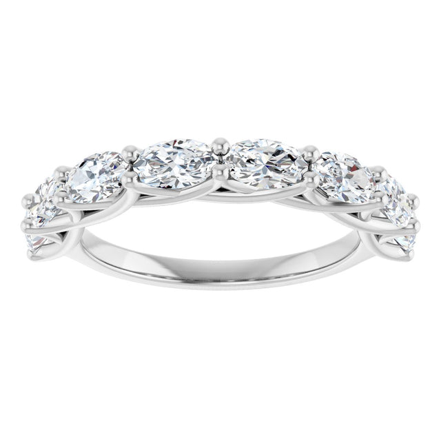 10K Gold Oval Natural Diamond Woven-Design Anniversary Band – 2 CTW - White Gold - view 3