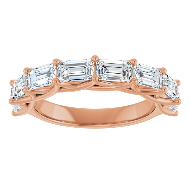 10K Gold Emerald Lab-Grown Diamond Woven-Design Anniversary Band – 2 5/8 CTW - Rose Gold - view 3