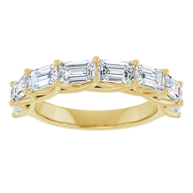 10K Gold Emerald Lab-Grown Diamond Woven-Design Anniversary Band – 2 5/8 CTW - Yellow Gold - view 3