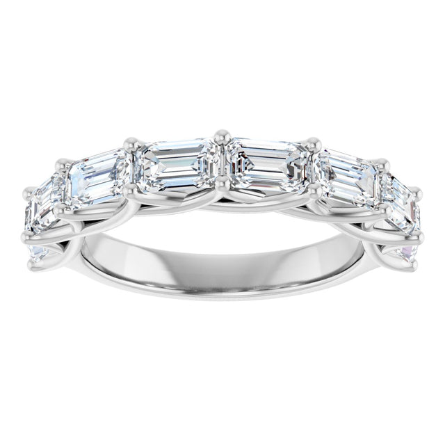 10K Gold Emerald Natural Diamond Woven-Design Anniversary Band – 2 3/4 CTW - White Gold - view 3