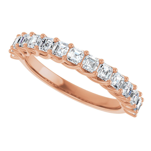14K Gold Asscher Natural Diamond Woven-Design Anniversary Band – 3/4–1 1/8 CTW - Rose Gold - view 5