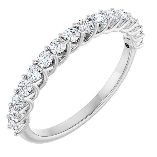 10K Gold Round Natural Diamond Woven-Design Anniversary Band – 3/8–1 1/3 CTW - White Gold