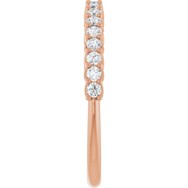 10K Gold Round Natural Diamond Woven-Design Anniversary Band – 1/8–1/3 CTW - Rose Gold - view 4