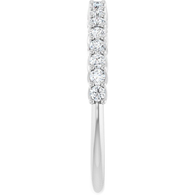10K Gold Round Natural Diamond Woven-Design Anniversary Band – 1/8–1/3 CTW - White Gold - view 4