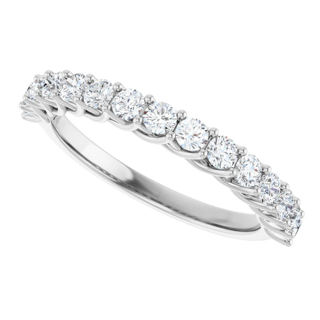10K Gold Round Natural Diamond Woven-Design Anniversary Band – 3/8–1 1/3 CTW - White Gold - view 5