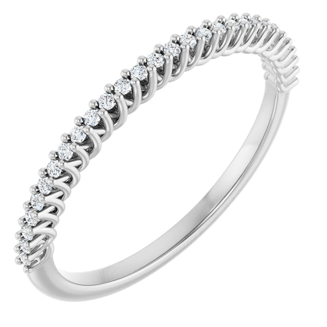 10K Gold Round Natural Diamond Woven-Design Anniversary Band – 1/8–1/3 CTW - White Gold