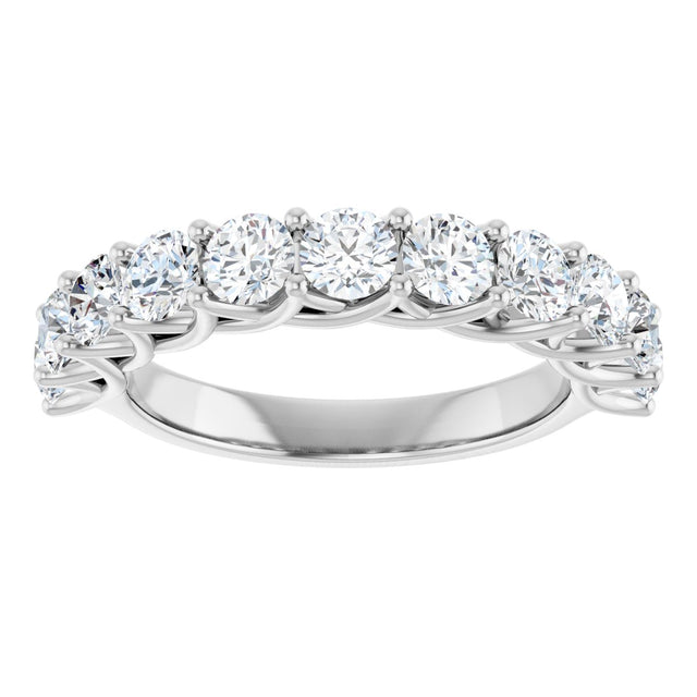 10K Gold Round Natural Diamond Woven-Design Anniversary Band – 1 5/8–2 3/4 CTW - White Gold - view 3