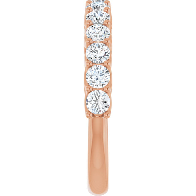 10K Gold Round Lab-Grown Diamond Woven-Design Anniversary Band – 1/2–1 1/3 CTW - Rose Gold - view 4