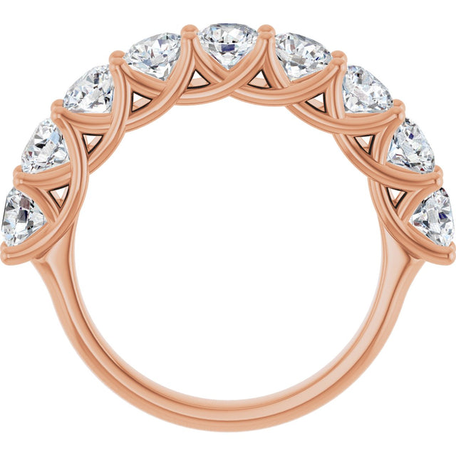 10K Gold Round Natural Diamond Woven-Design Anniversary Band – 1 5/8–2 3/4 CTW - Rose Gold - view 2