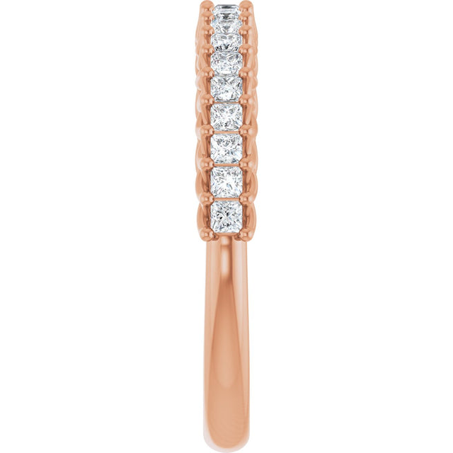 10K Gold Square Lab-Grown Diamond Woven-Design Anniversary Band – 1/3–1 1/4 CTW - Rose Gold - view 4