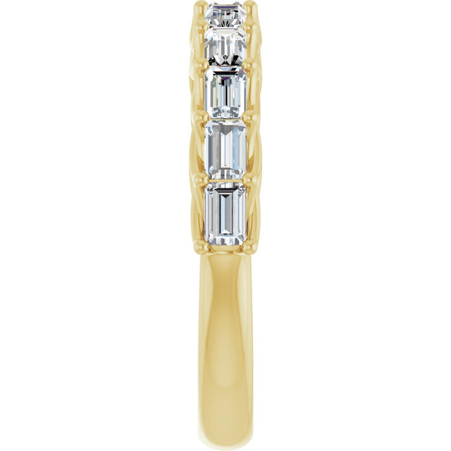10K Gold Straight Baguette Natural Diamond Woven-Design Anniversary Band – 1/3–7/8 CTW - Yellow Gold - view 4