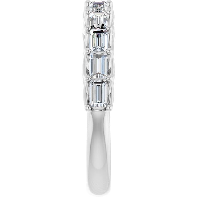 10K Gold Straight Baguette Natural Diamond Woven-Design Anniversary Band – 1/3–7/8 CTW - White Gold - view 4