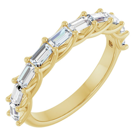 10K Gold Straight Baguette Natural Diamond Woven-Design Anniversary Band – 1/3–7/8 CTW - Yellow Gold