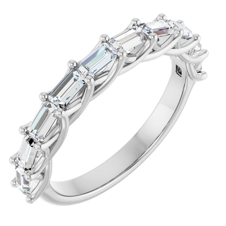 10K Gold Straight Baguette Natural Diamond Woven-Design Anniversary Band – 1/3–7/8 CTW - White Gold