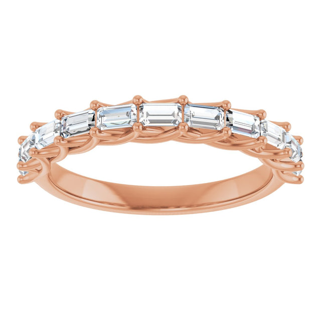 10K Gold Straight Baguette Lab-Grown Diamond Woven-Design Anniversary Band – 1/3–5/8 CTW - Rose Gold - view 3