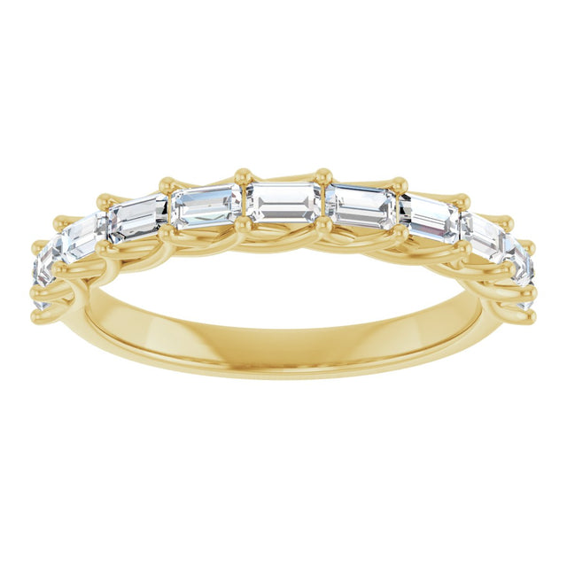10K Gold Straight Baguette Natural Diamond Woven-Design Anniversary Band – 1/3–7/8 CTW - Yellow Gold - view 3