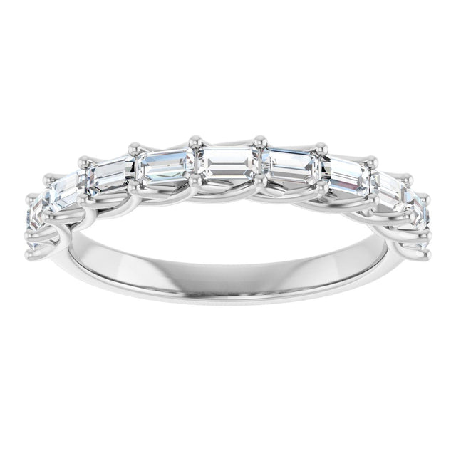 10K Gold Straight Baguette Natural Diamond Woven-Design Anniversary Band – 1/3–7/8 CTW - White Gold - view 3