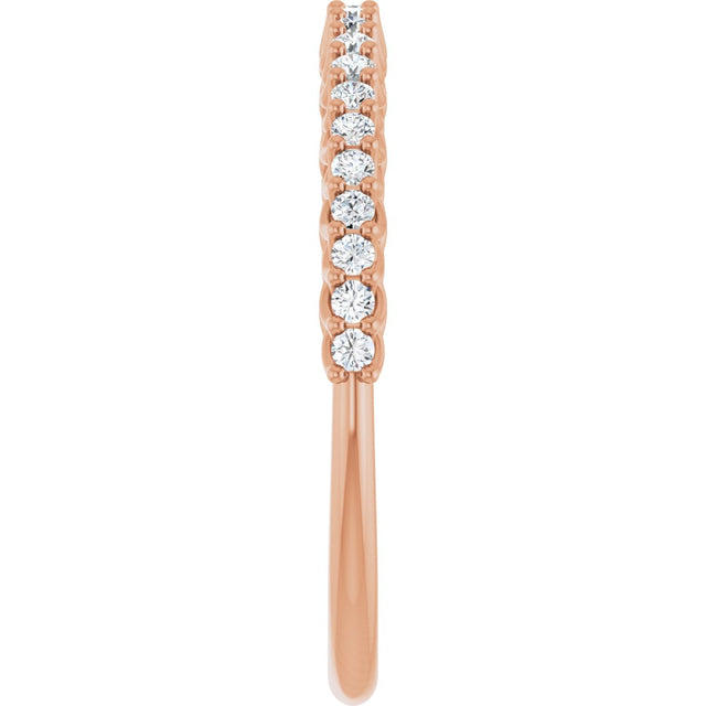 10K Gold Round Lab-Grown Diamond Woven-Design Anniversary Band – 1/8–1/3 CTW - Rose Gold - view 4