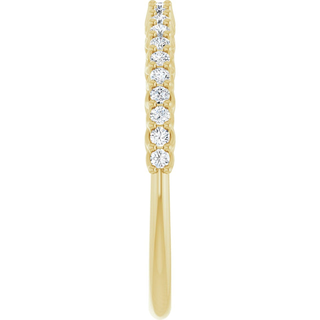 10K Gold Round Natural Diamond Woven-Design Anniversary Band – 1/8–1/3 CTW - Yellow Gold - view 4