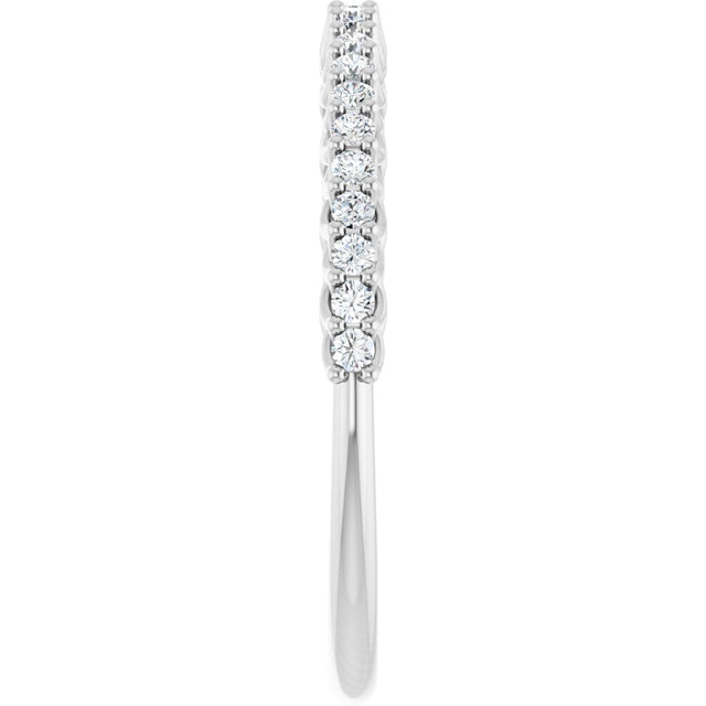 10K Gold Round Natural Diamond Woven-Design Anniversary Band – 1/8–1/3 CTW - White Gold - view 4