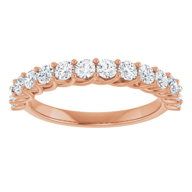 10K Gold Round Lab-Grown Diamond Woven-Design Anniversary Band – 1/2–1 1/3 CTW - Rose Gold - view 3
