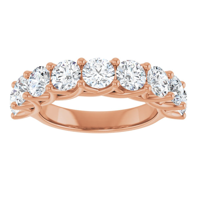 10K Gold Round Natural Diamond Woven-Design Anniversary Band – 1 5/8–2 3/4 CTW - Rose Gold - view 3