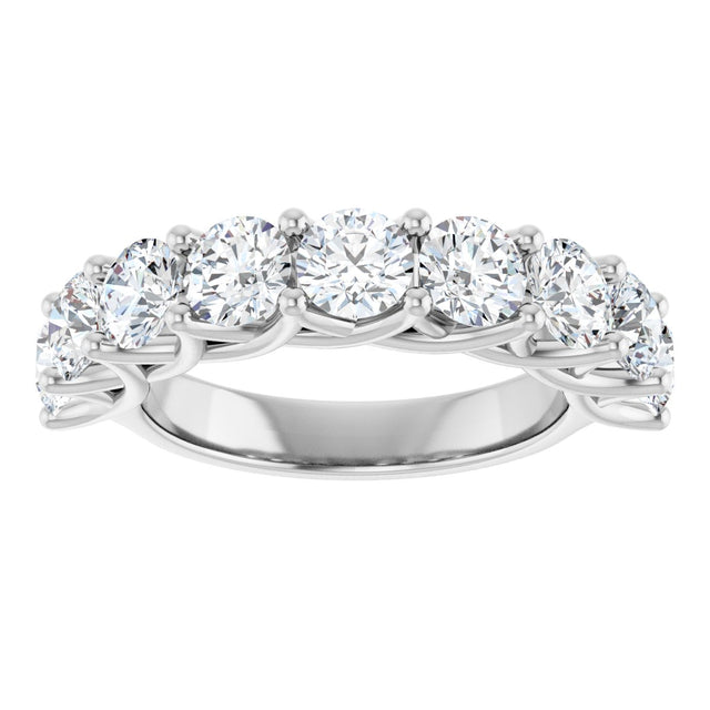 10K Gold Round Natural Diamond Woven-Design Anniversary Band – 1 5/8–2 3/4 CTW - White Gold - view 3