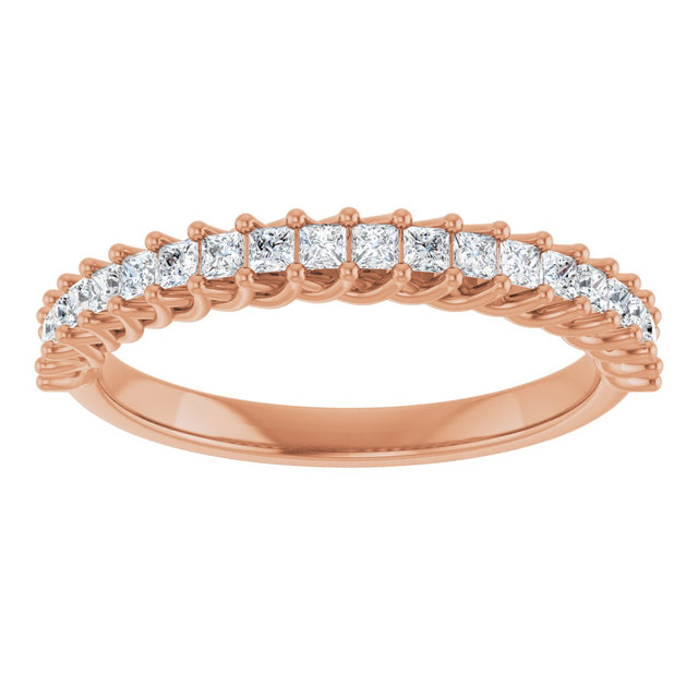 10K Gold Square Natural Diamond Woven-Design Anniversary Band – 1/3–1 1/3 CTW - Rose Gold - view 3