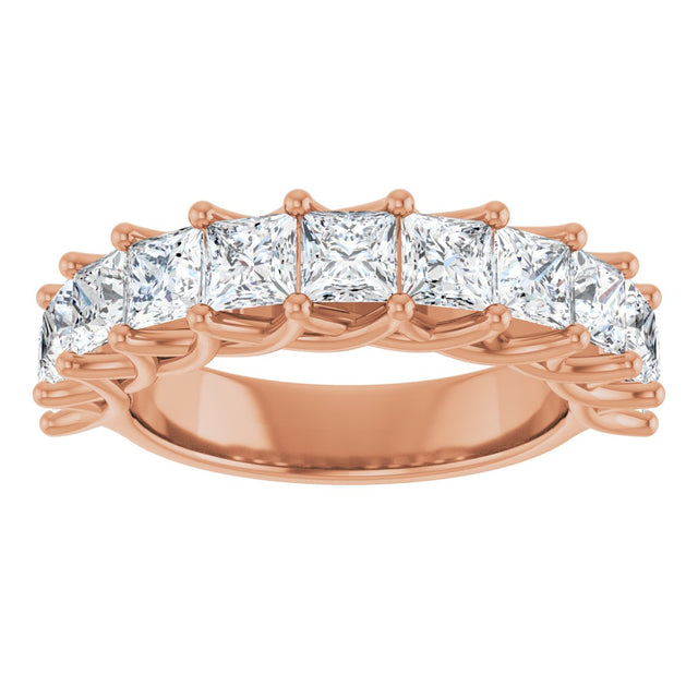 10K Gold Square Lab-Grown Diamond Woven-Design Anniversary Band – 1 3/8–4 CTW - Rose Gold - view 3